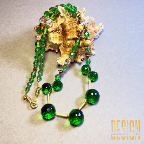 Naszyjnik Murano w zieleni i złoconym srebrze | Biżuteria Premium Kuźmińska Design
