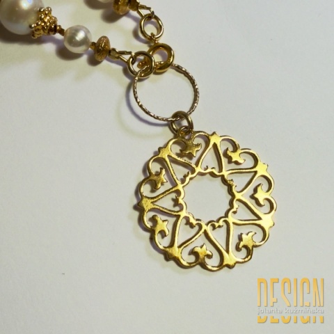 Naszyjnik z muszli abalone i pereł naturalnych – srebro pozłacane 24K | Kuźmińska Design