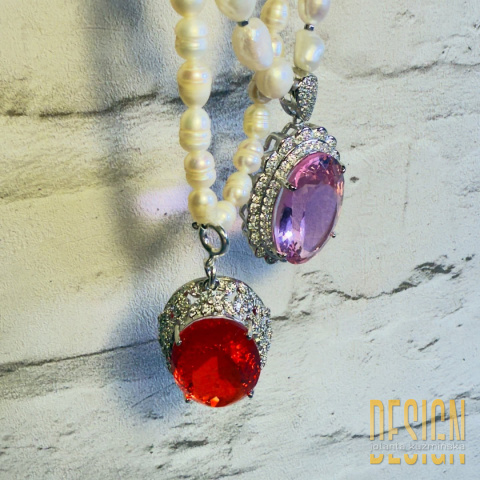 Naszyjnik z naturalnych pereł z rubinem – kolekcja Titanic | Kuźmińska Design