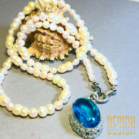 Naszyjnik z naturalnych pereł z topazem – kolekcja Titanic | Kuźmińska Design