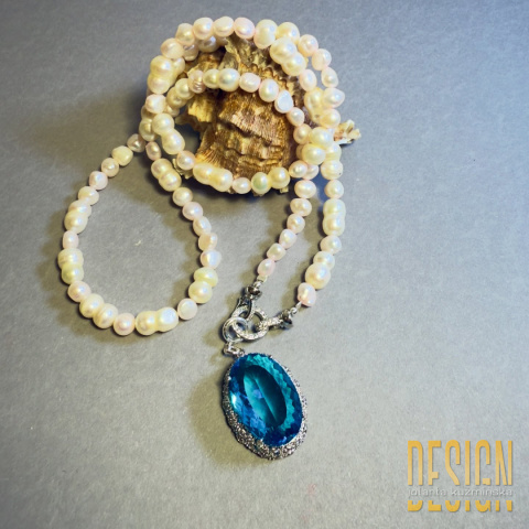 Naszyjnik z naturalnych pereł z topazem – kolekcja Titanic | Kuźmińska Design