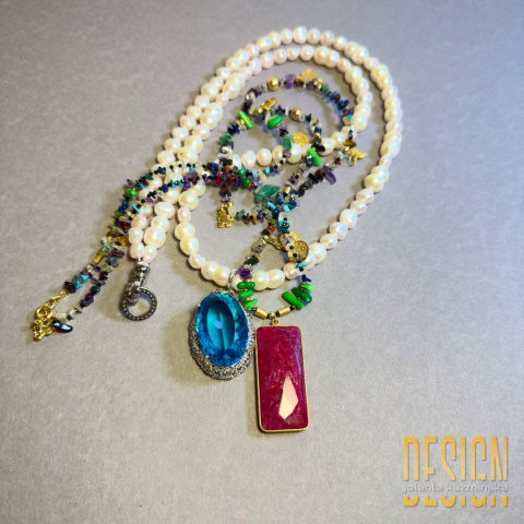 Naszyjnik z naturalnych pereł z topazem – kolekcja Titanic | Kuźmińska Design