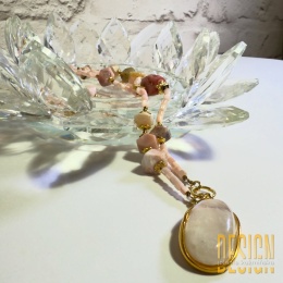 Naszyjnik z turmalinów i opali peruwiańskich – kwarc różowy | Kuźmińska Design