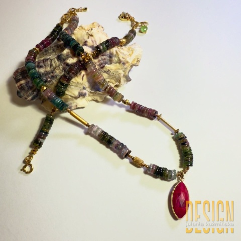 Naszyjnik z turmalinów i naturalnego rubinu – luksus, 44 cm | Kuźmińska Design