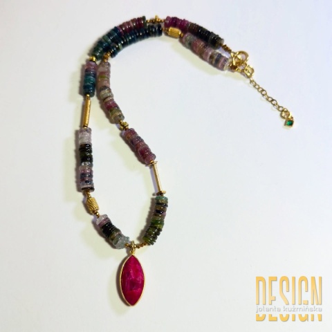 Naszyjnik z turmalinów i naturalnego rubinu – luksus, 44 cm | Kuźmińska Design
