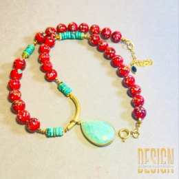 Naszyjnik Murano z turkusem i amazonitem | Biżuteria Premium Kuźmińska Design