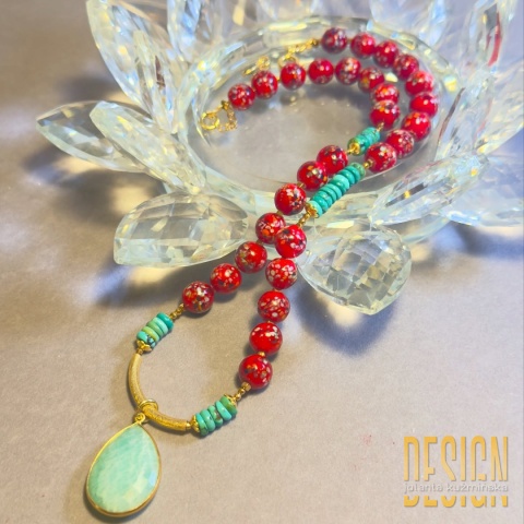 Naszyjnik Murano z turkusem i amazonitem | Biżuteria Premium Kuźmińska Design