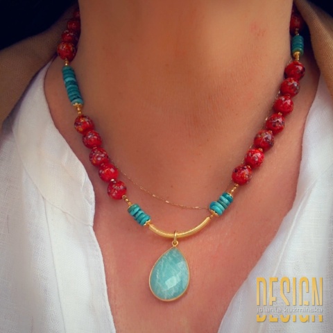 Naszyjnik Murano z turkusem i amazonitem | Biżuteria Premium Kuźmińska Design