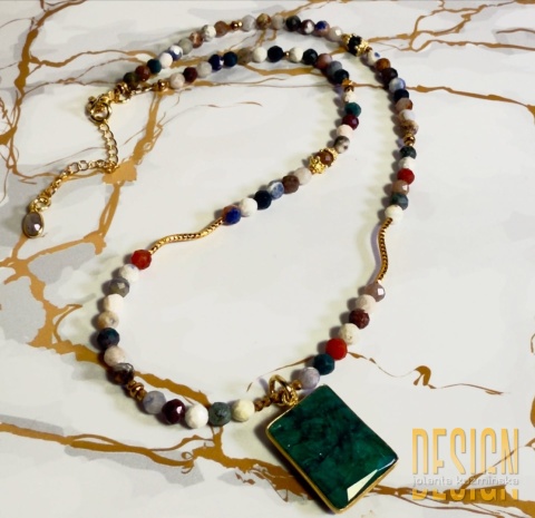 Naszyjnik ze szmaragdem i kamieniami naturalnymi | Kuźmińska Design