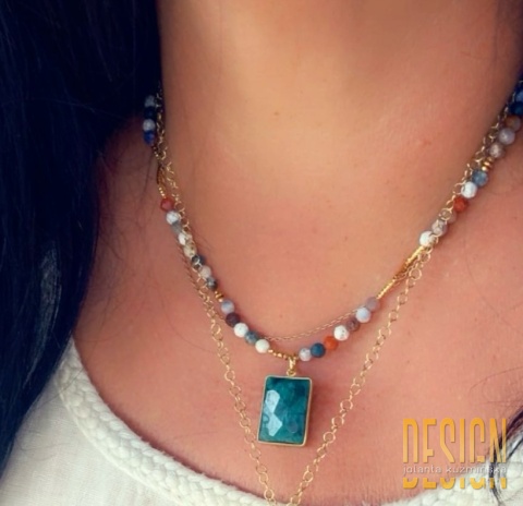 Naszyjnik ze szmaragdem i kamieniami naturalnymi | Kuźmińska Design