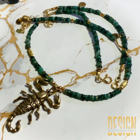 Naszyjnik ze szmaragdów z zawieszką skorpiona | Kuźmińska Design
