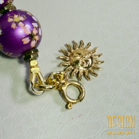 Bransoletka Tesha Violet Sakura – japońskie korale, srebro pozłacane 24K | Kuźmińska Design