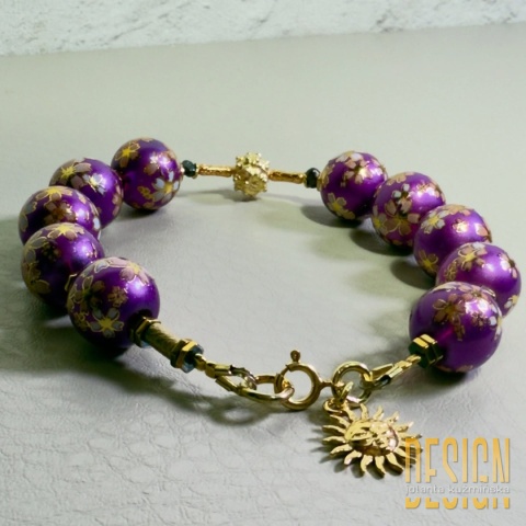 Bransoletka Tesha Violet Sakura – japońskie korale, srebro pozłacane 24K | Kuźmińska Design