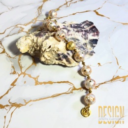 Bransoletka Tesha z białych japońskich korali | srebro pozłacane 24K