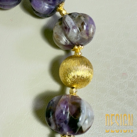 Bransoletka premium z ametystów – srebro złocone 24k