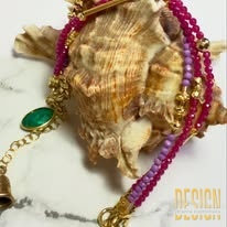 Bransoletka trzy sznury: różowy spinel i fosfosyderyt | srebro złocone 24k – Kuźmińska Design