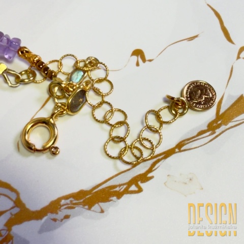 Bransoletka z ametystów Vera Cruz z topazem, granatem i akwamarynem – srebro złocone 24k | Kuźmińska Design