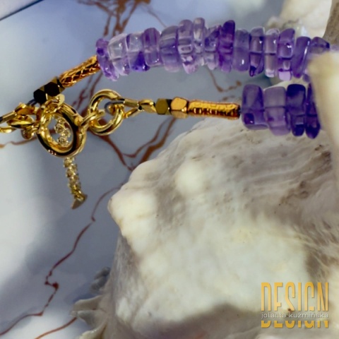 Bransoletka z ametystów Vera Cruz z topazem, granatem i akwamarynem – srebro złocone 24k | Kuźmińska Design