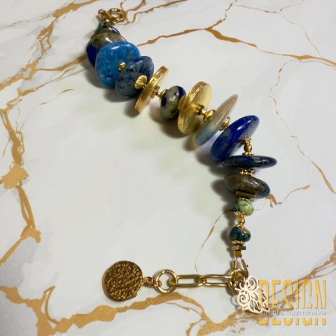 Bransoletka z azurytu | Srebro złocone 24k | Unikat – Kuźmińska Design