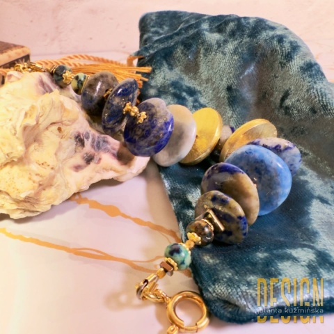 Bransoletka z azurytu | Srebro złocone 24k | Unikat – Kuźmińska Design