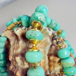 Bransoletka z chryzoprazu – srebro złocone 24k | Ręcznie wykonana | Kuźmińska Design