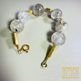 Bransoletka z kwarcu turmalinowego – srebro pozłacane 24k | Kuźmińska Design