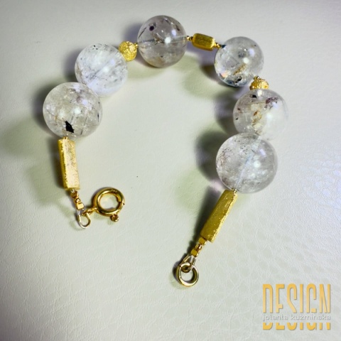 Bransoletka z kwarcu turmalinowego – srebro pozłacane 24k | Kuźmińska Design