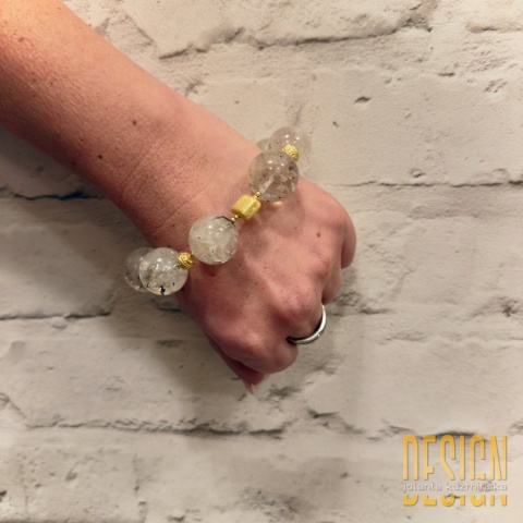 Bransoletka z kwarcu turmalinowego – srebro pozłacane 24k | Kuźmińska Design