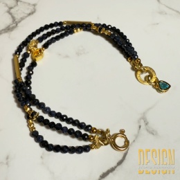 Bransoletka z naturalnych szafirów – 19 cm, srebro pozłacane 24k