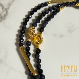 Bransoletka z naturalnych szafirów – 19 cm, srebro pozłacane 24k