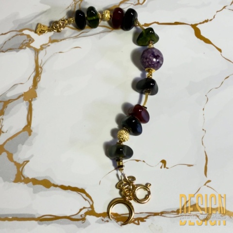 Bransoletka z turmalinów z czaroitem – srebro pozłacane 24 k | Kuźmińska Design