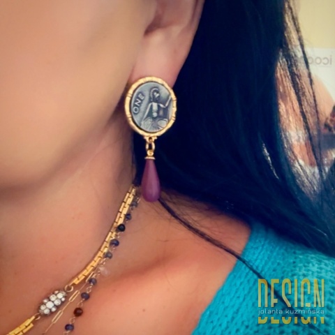 Kolczyki Antiqua – fosfosyderyt, moneta starożytna, rolled gold