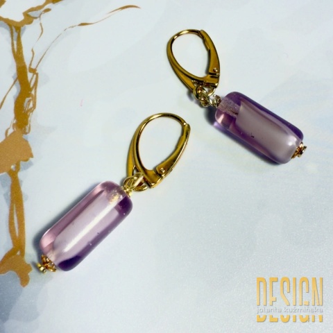 Kolczyki Murano fioletowe ze srebrem złoconym – 4 cm