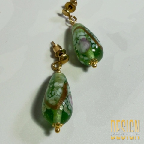Kolczyki Murano złocone 24k | Szkło Murano kolczyki 3,5 cm