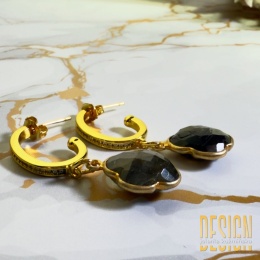 Kolczyki z labradorytem na złoconych sztyftach z cyrkoniami