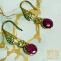 Kolczyki z rubinami i cyrkoniami | Srebro złocone 24k