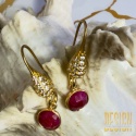 Kolczyki z rubinami i cyrkoniami | Srebro złocone 24k
