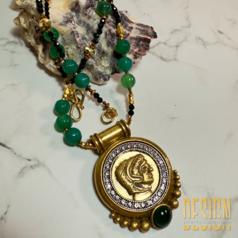 Naszyjnik ANTIQUA jadeit i szmaragdy Nilu | Unikat | Kuźmińska Design