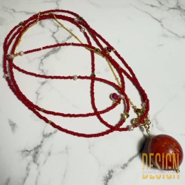 Naszyjnik Magic Drops z koralowcem i różową perłą długość 132 cm