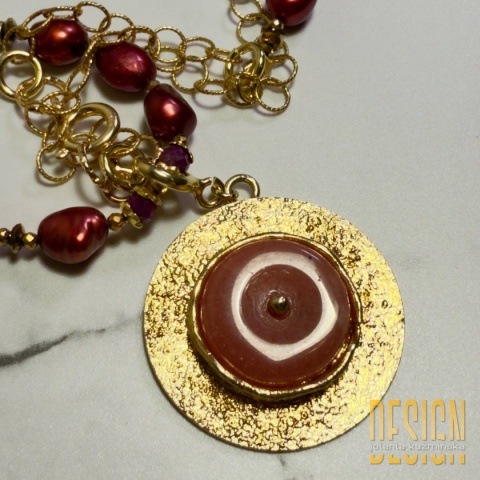 Naszyjnik Perły Premium ciemna malina z rodonitem – 102 cm