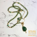 Naszyjnik Perły Premium z zielonych pereł z zawieszką jadeitową – 94 cm