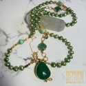 Naszyjnik Perły Premium z zielonych pereł z zawieszką jadeitową – 94 cm
