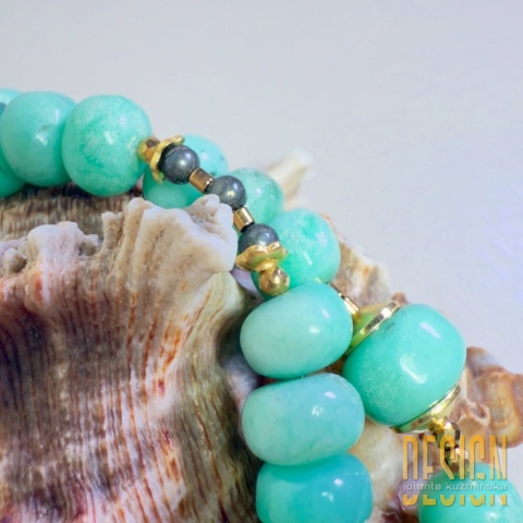 Naszyjnik Premium z chryzoprazu i pirytu z zawieszką z oliwinu