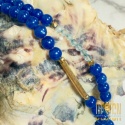 Naszyjnik lapis lazuli z antyczną zawieszką – akwamaryn, kocie oko, złocone srebro