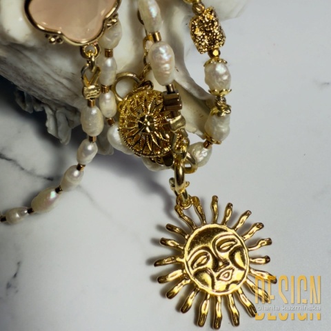 Naszyjnik perły premium ze Słońcem 134 cm