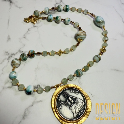 Naszyjnik z agatu porcelanowego Verde Antique | Kuźmińska Design
