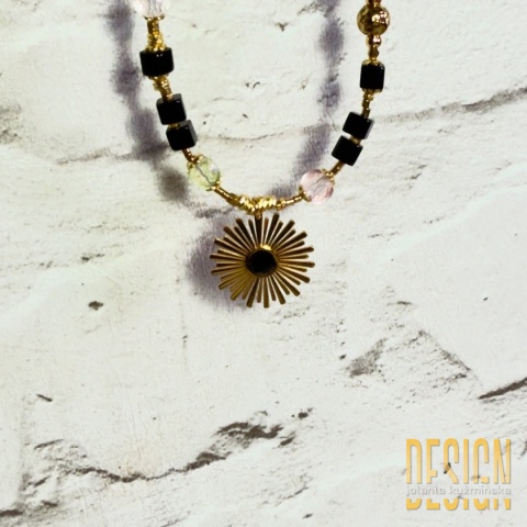 Autorski naszyjnik z czarnego onyksu i morganitu