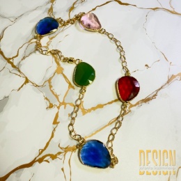 Naszyjnik z kolorowego szkła w srebrze złoconym 24k | Kuźmińska Design