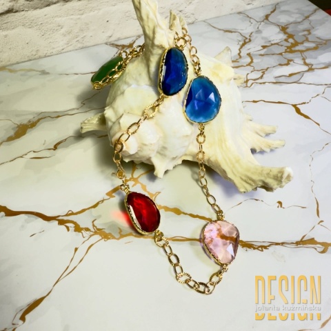 Naszyjnik z kolorowego szkła w srebrze złoconym 24k | Kuźmińska Design