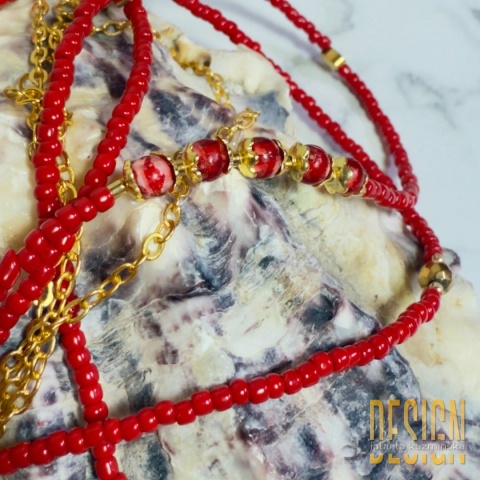 Naszyjnik z koralików Toho i szkła Murano – 188 cm, srebro pozłacane 24k